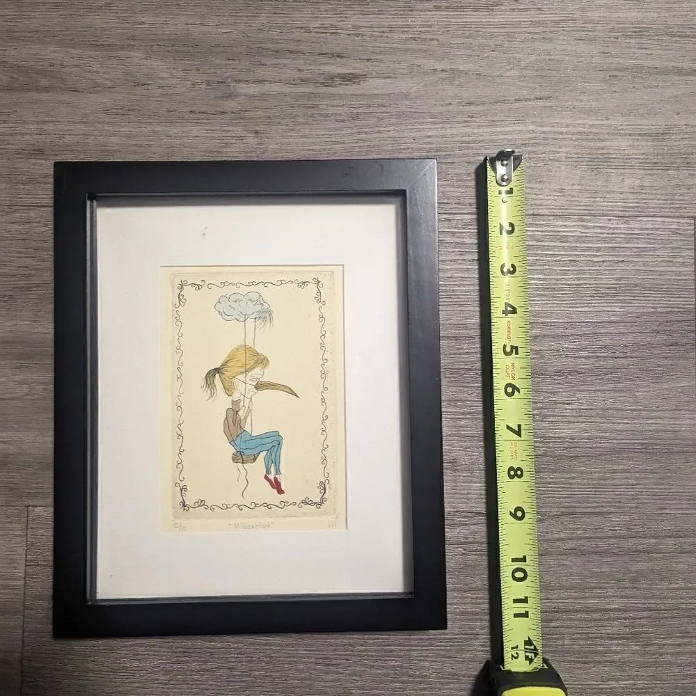 Handmade Framed Traditional Intaglio Etched Print Printmaking Art Decor
